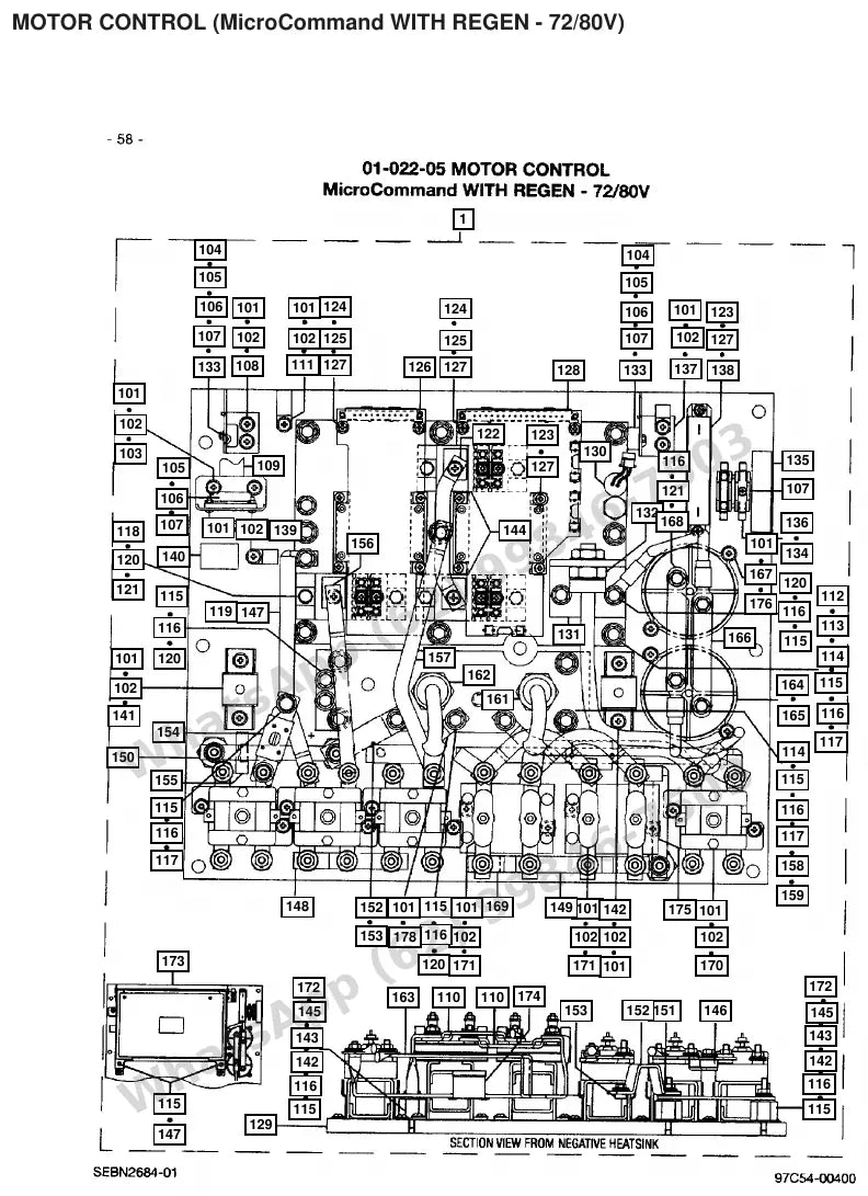 Vista explodida de peças do Catálogo Caterpillar 2EC18 36/48V – exemplo 3
