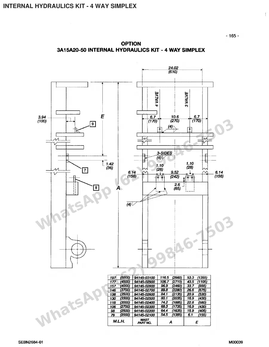 Vista explodida de peças do Catálogo Caterpillar 2EC18 36/48V – exemplo 4