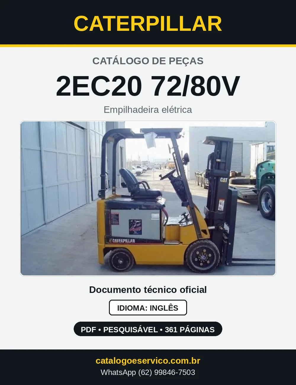 Capa do Catálogo de Peças Caterpillar 2EC20 72/80V em PDF