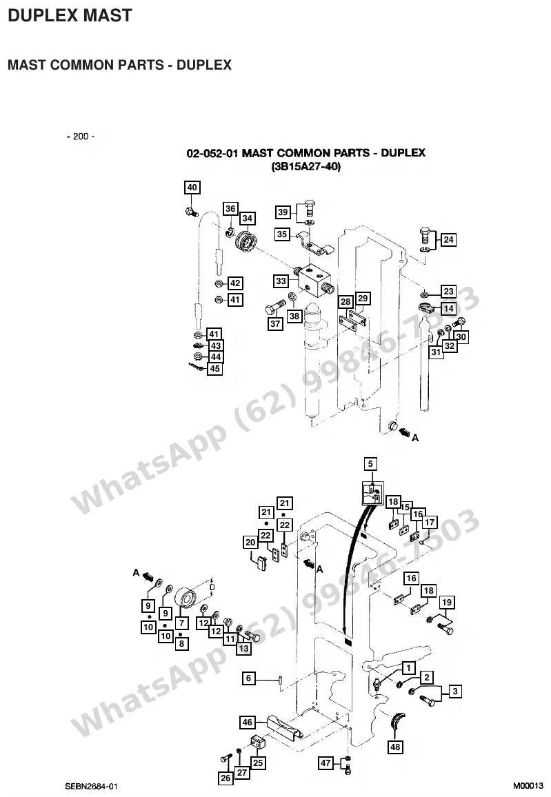 Vista explodida de peças do Catálogo Caterpillar 2EC25 72/80V – exemplo 4