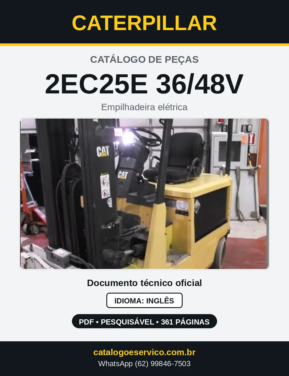Capa do Catálogo de Peças Caterpillar 2EC25E 36/48V em PDF