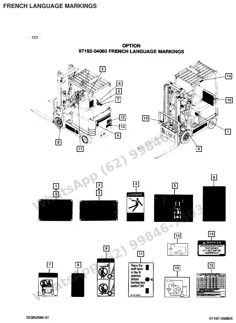 Vista explodida de peças do Catálogo Caterpillar 2EC30 36/48V – exemplo 3