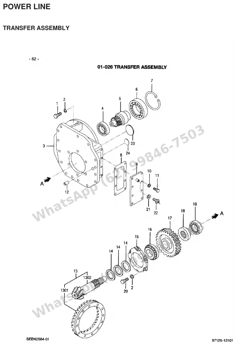 Vista explodida de peças do Catálogo Caterpillar 2EC30 72/80V – exemplo 2