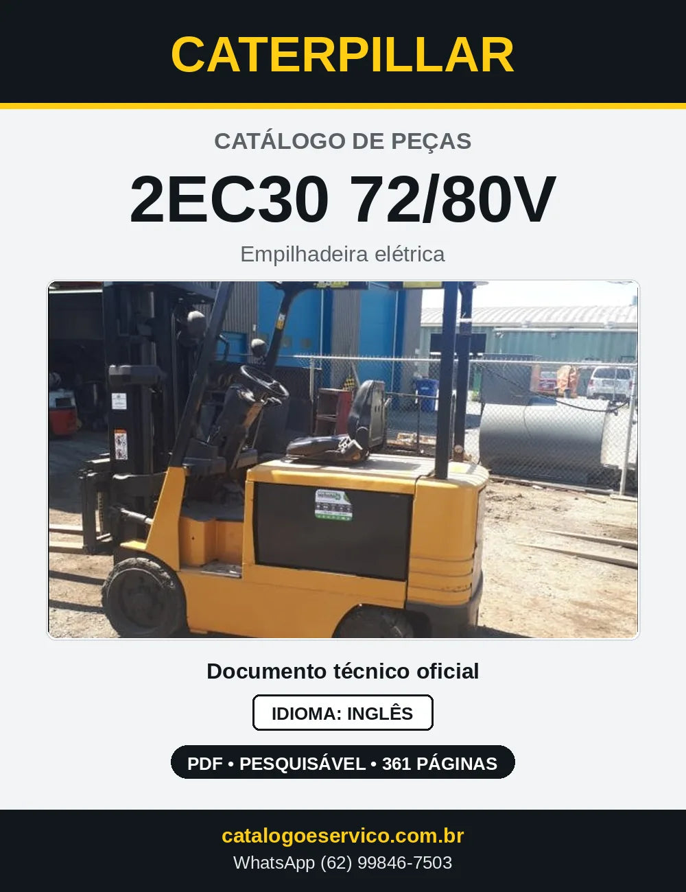 Capa do Catálogo de Peças Caterpillar 2EC30 72/80V em PDF