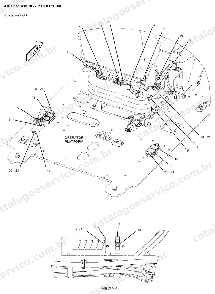 Catálogo de Peças Caterpillar 312E L: vista explodida de sistema elétrico