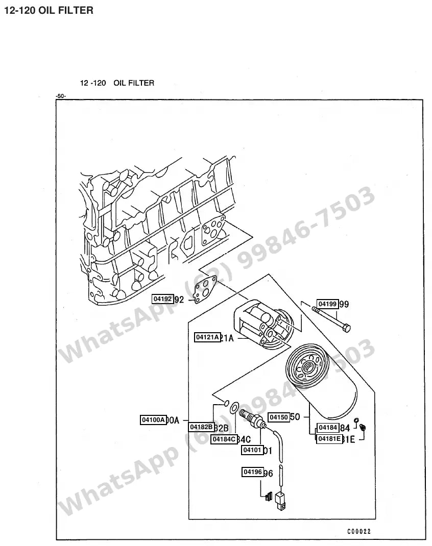 Vista explodida de peças do Catálogo Caterpillar DP100N – exemplo 1
