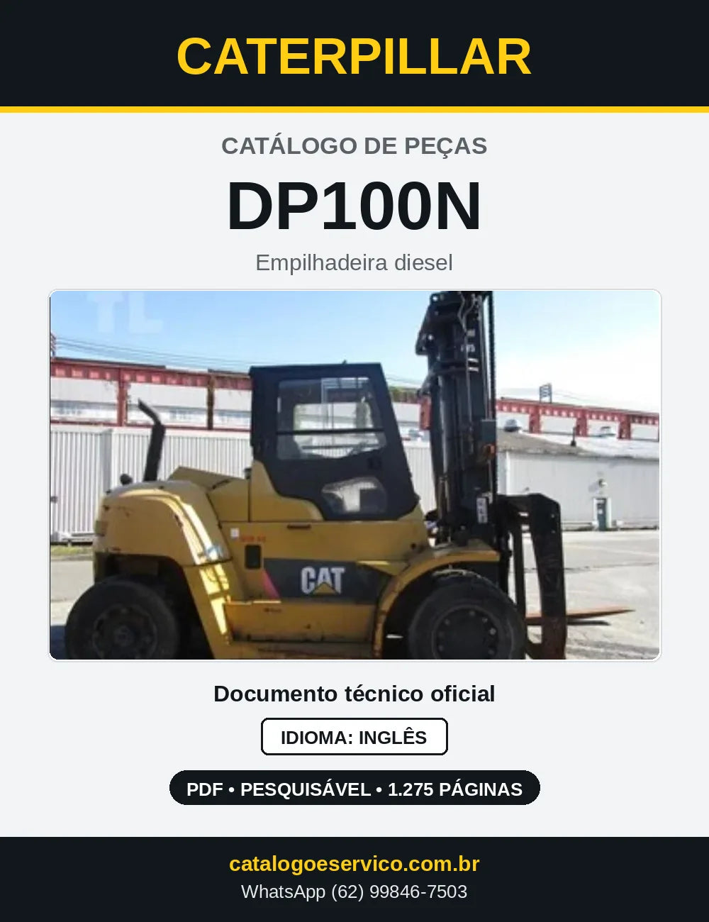 Capa do Catálogo de Peças Caterpillar DP100N em PDF