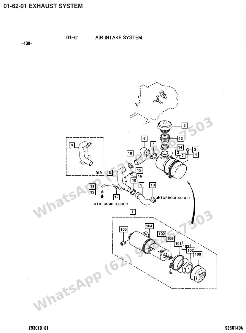 Vista explodida de peças do Catálogo Caterpillar DP115 – exemplo 2