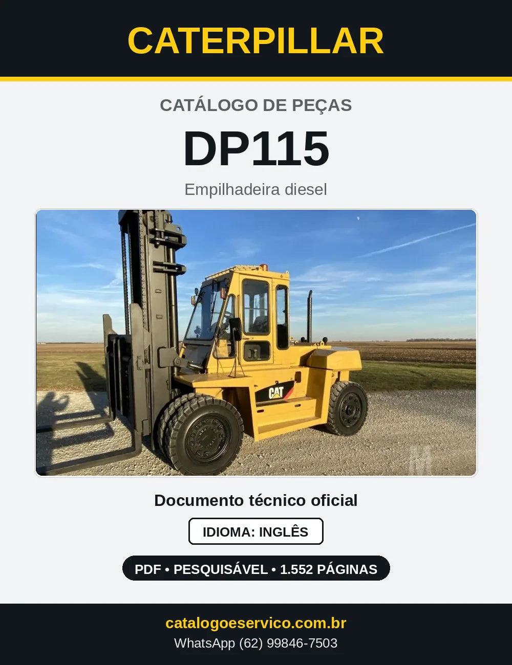 Capa do Catálogo de Peças Caterpillar DP115 em PDF