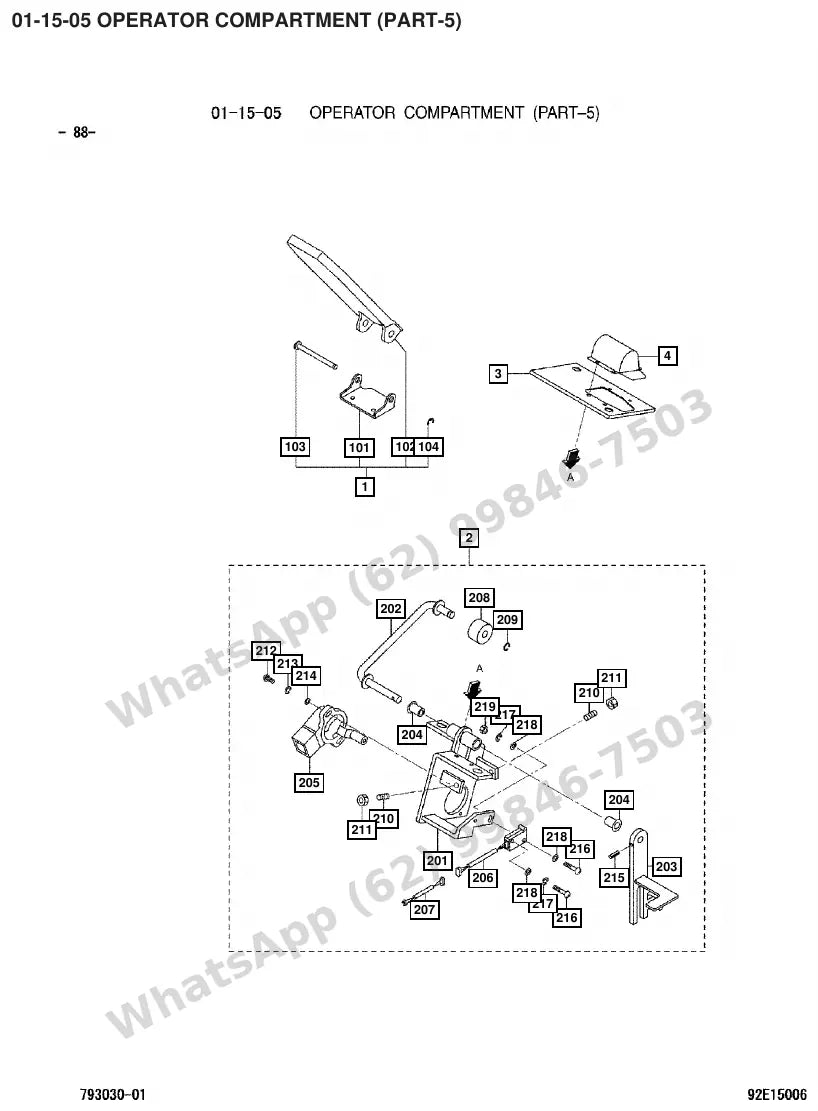 Vista explodida de peças do Catálogo Caterpillar DP135N – exemplo 1