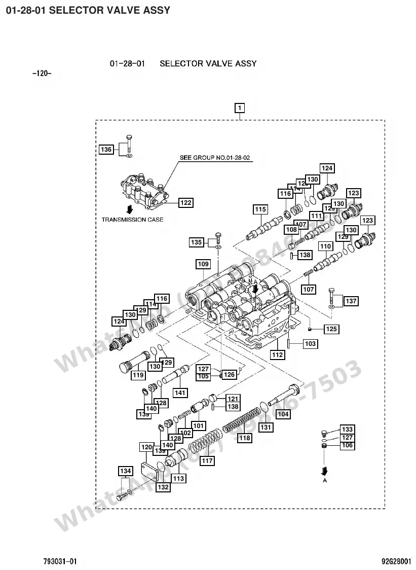 Vista explodida de peças do Catálogo Caterpillar DP135N – exemplo 3