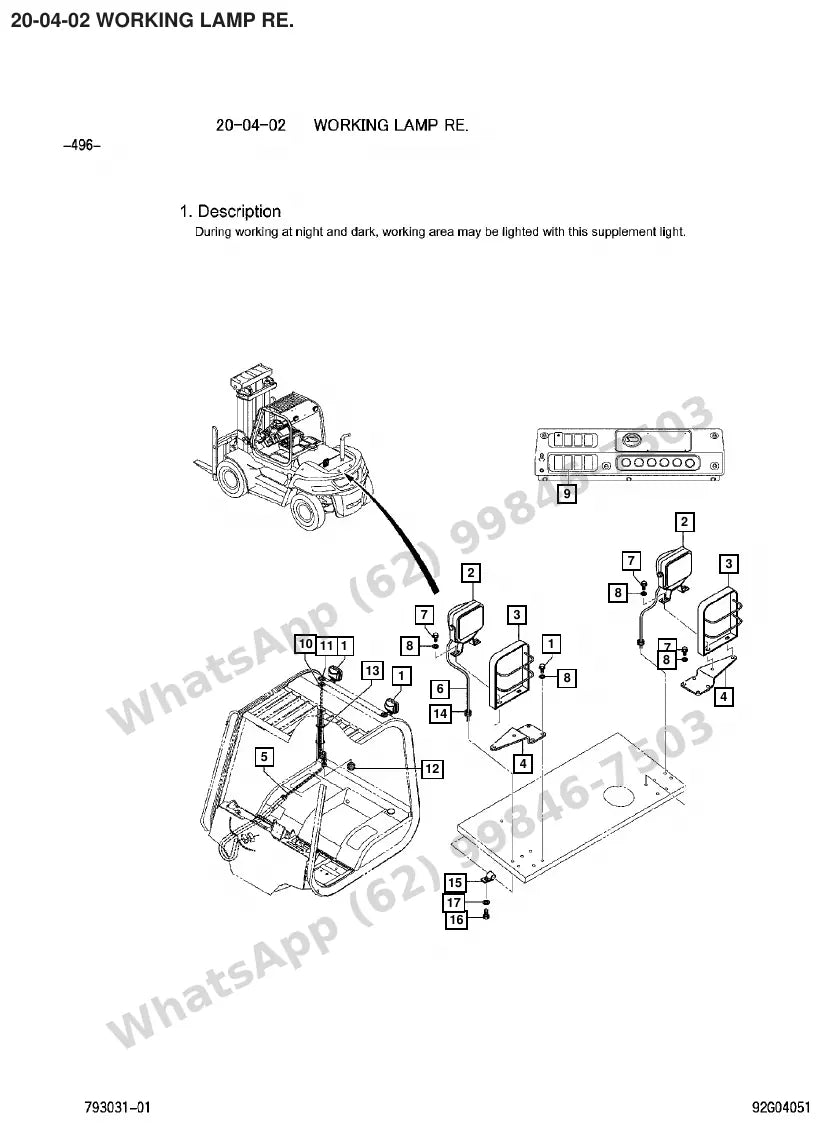 Vista explodida de peças do Catálogo Caterpillar DP150N – exemplo 4
