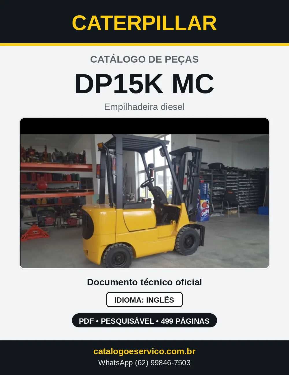 Capa do Catálogo de Peças Caterpillar DP15K MC em PDF