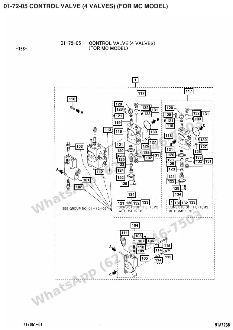 Vista explodida de peças do Catálogo Caterpillar DP15N – exemplo 3