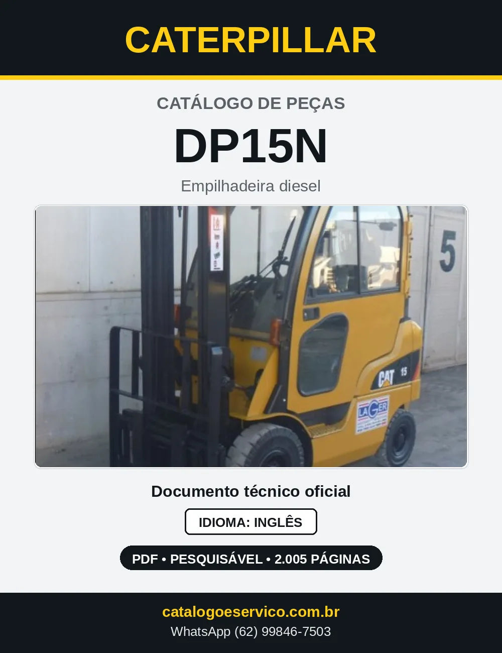 Capa do Catálogo de Peças Caterpillar DP15N em PDF