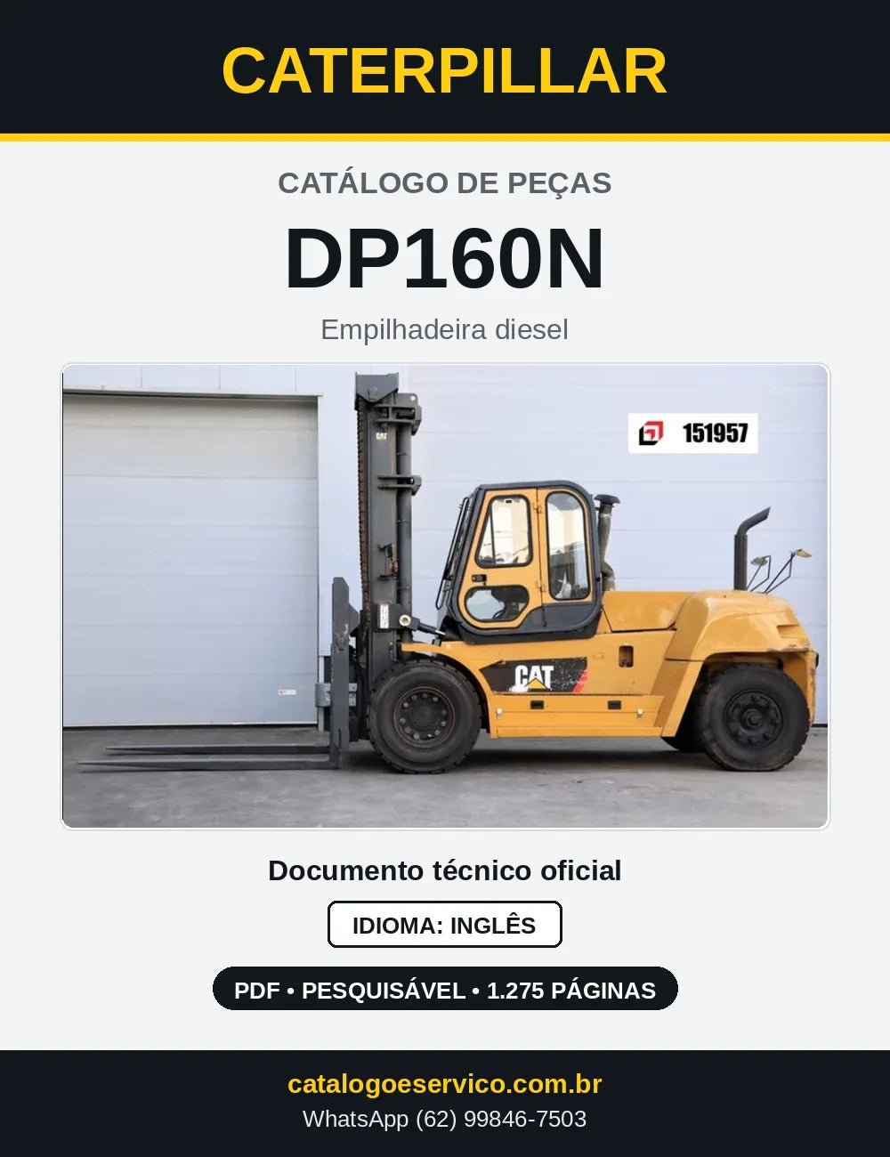 Capa do Catálogo de Peças Caterpillar DP160N em PDF