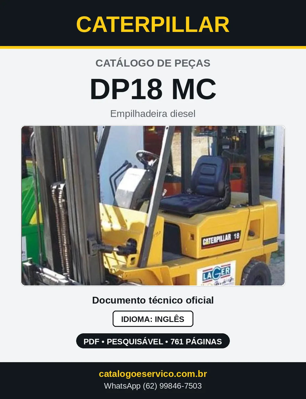 Capa do Catálogo de Peças Caterpillar DP18 MC em PDF
