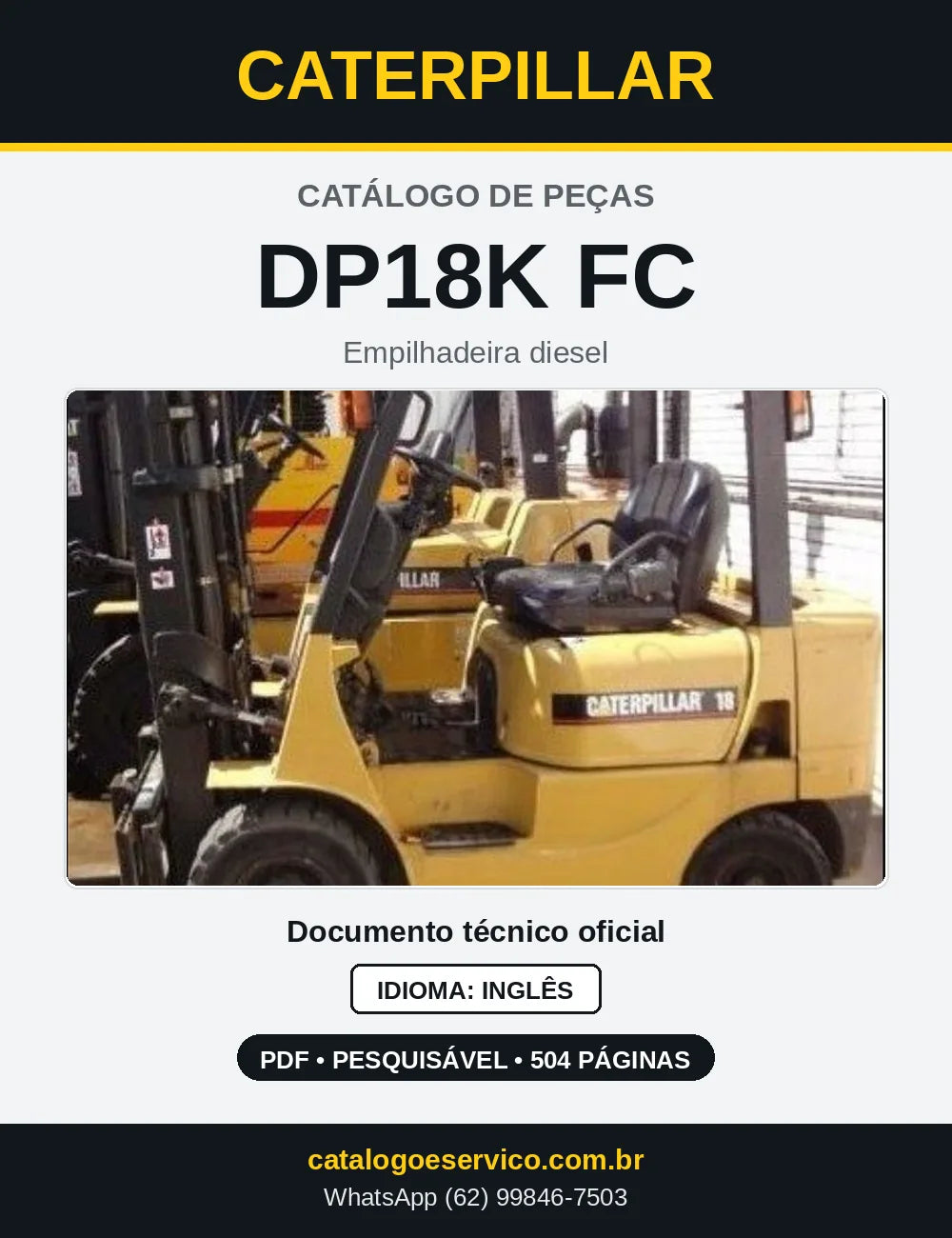 Capa do Catálogo de Peças Caterpillar DP18K FC em PDF