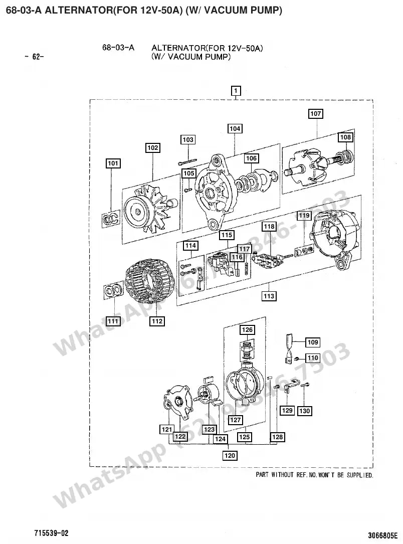 Vista explodida de peças do Catálogo Caterpillar DP20 MC – exemplo 1