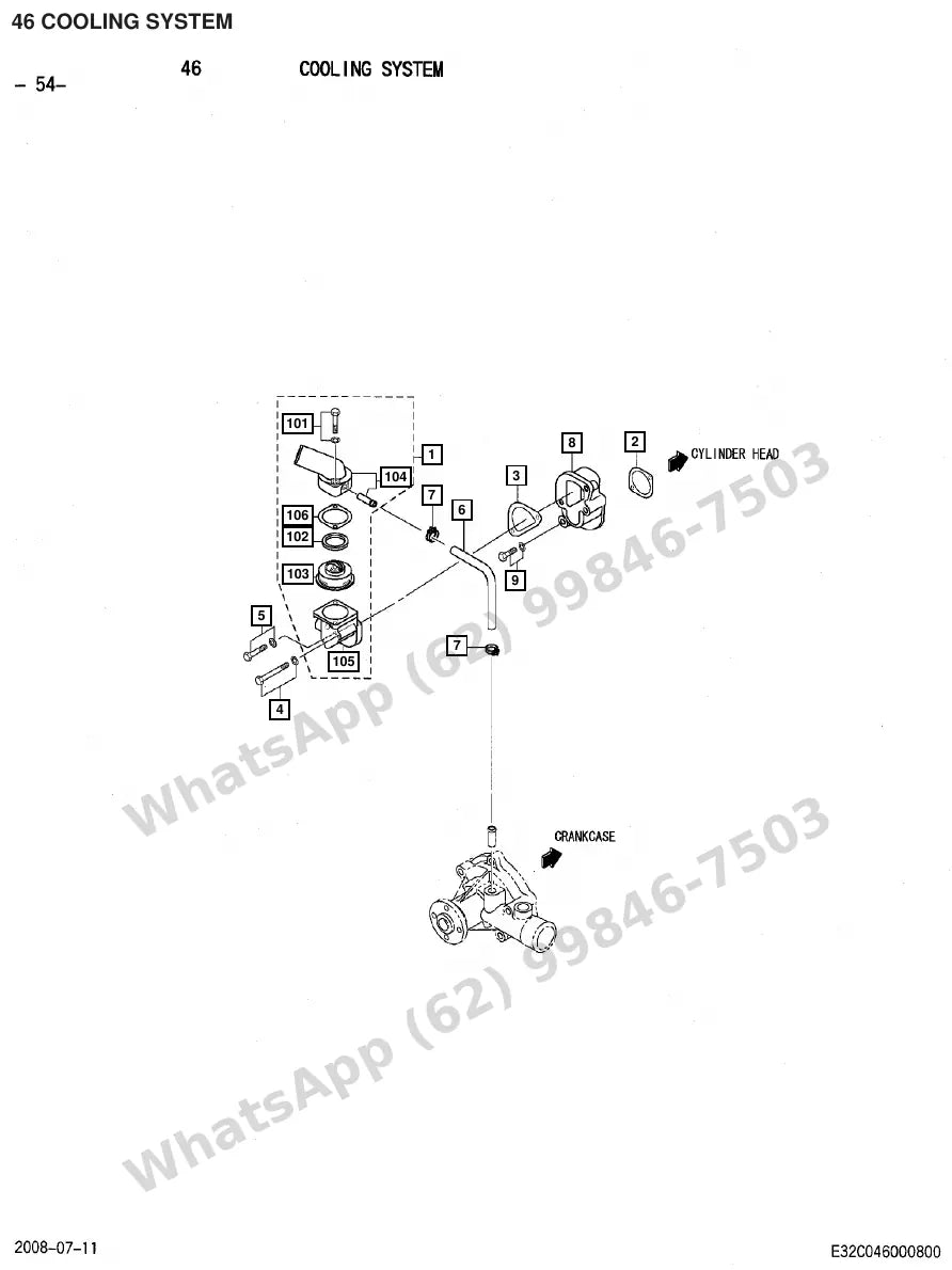 Vista explodida de peças do Catálogo Caterpillar DP20CN – exemplo 2