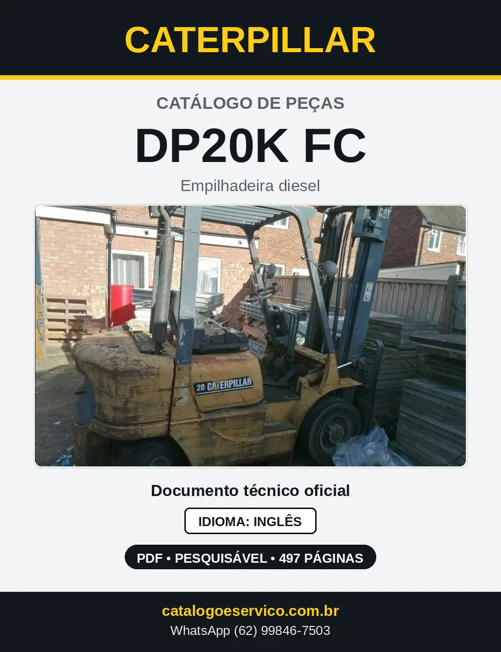 Capa do Catálogo de Peças Caterpillar DP20K FC em PDF