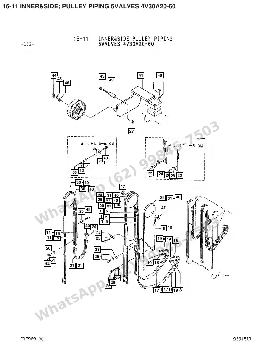 Vista explodida de peças do Catálogo Caterpillar DP25 MC – exemplo 1