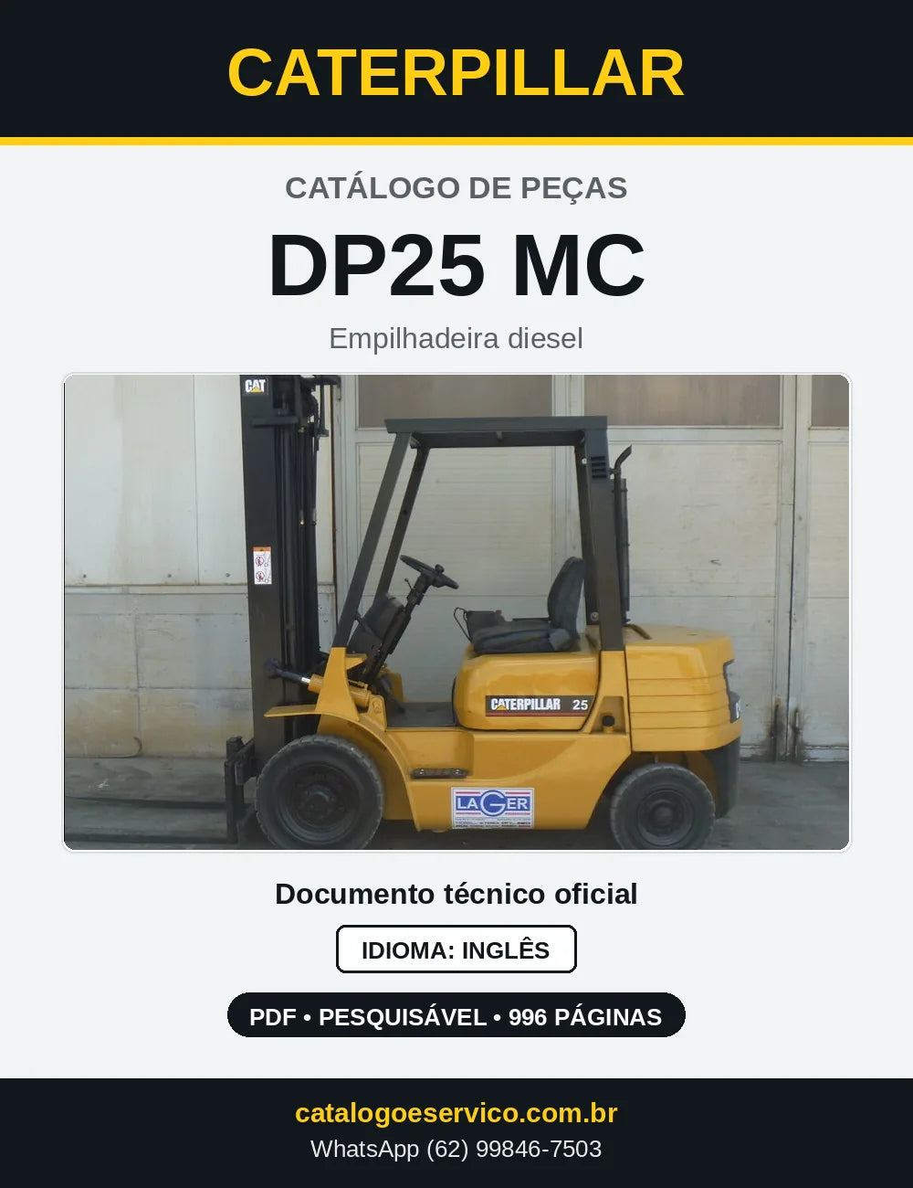 Capa do Catálogo de Peças Caterpillar DP25 MC em PDF
