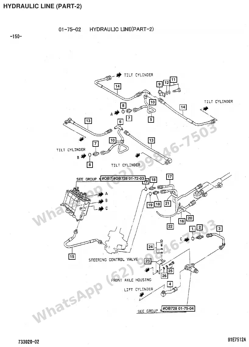 Vista explodida de peças do Catálogo Caterpillar DP30 MC – exemplo 2