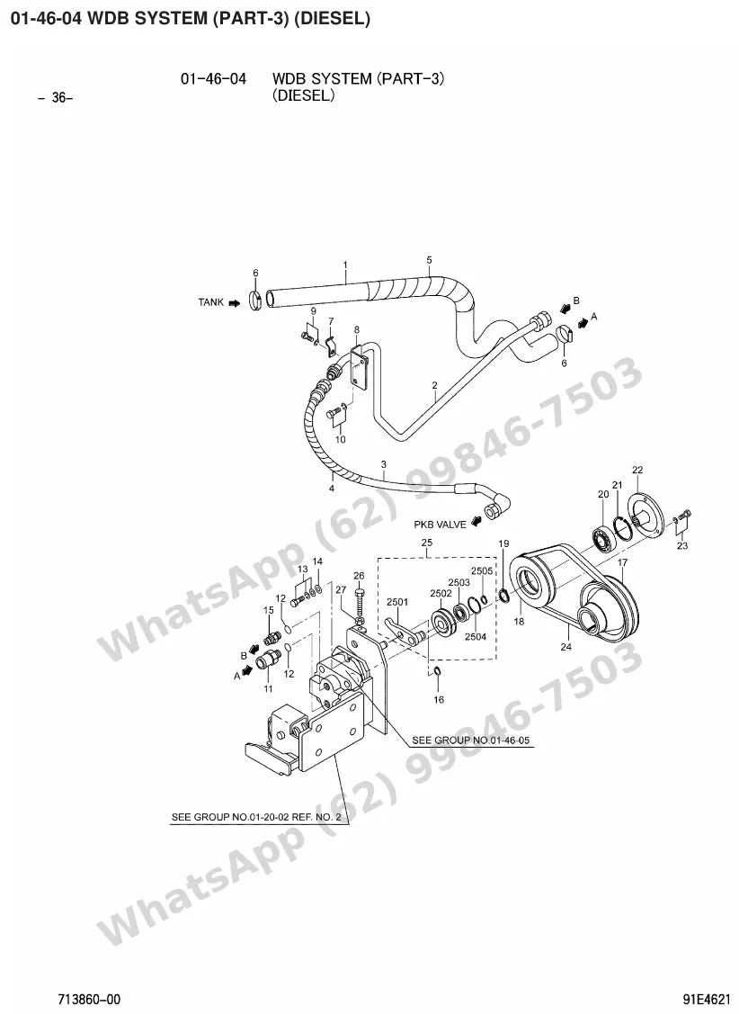 Vista explodida de peças do Catálogo Caterpillar DP30N – exemplo 1
