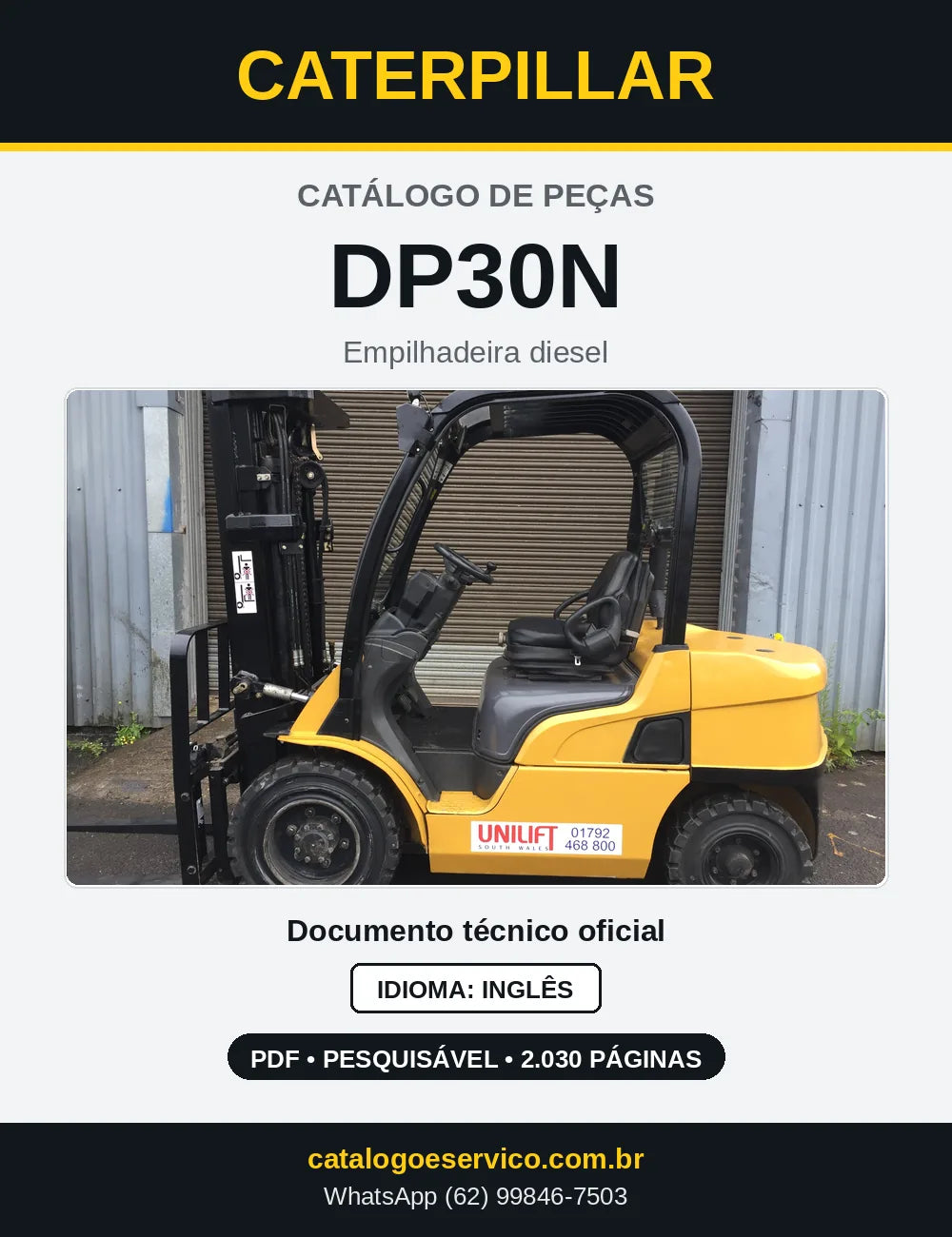 Capa do Catálogo de Peças Caterpillar DP30N em PDF