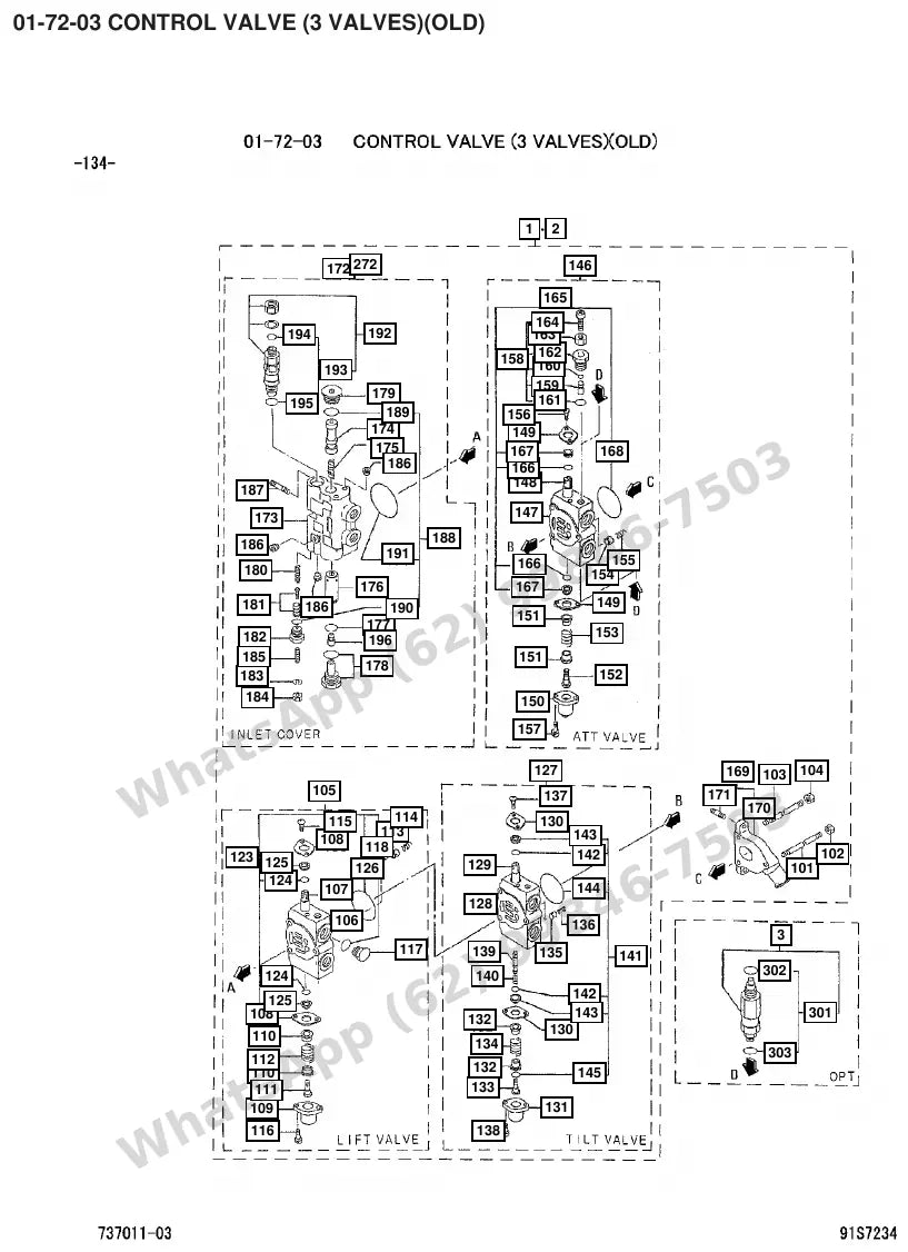 Vista explodida de peças do Catálogo Caterpillar DP35 MC – exemplo 3