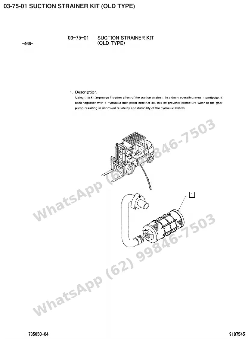 Vista explodida de peças do Catálogo Caterpillar DP40K – exemplo 3