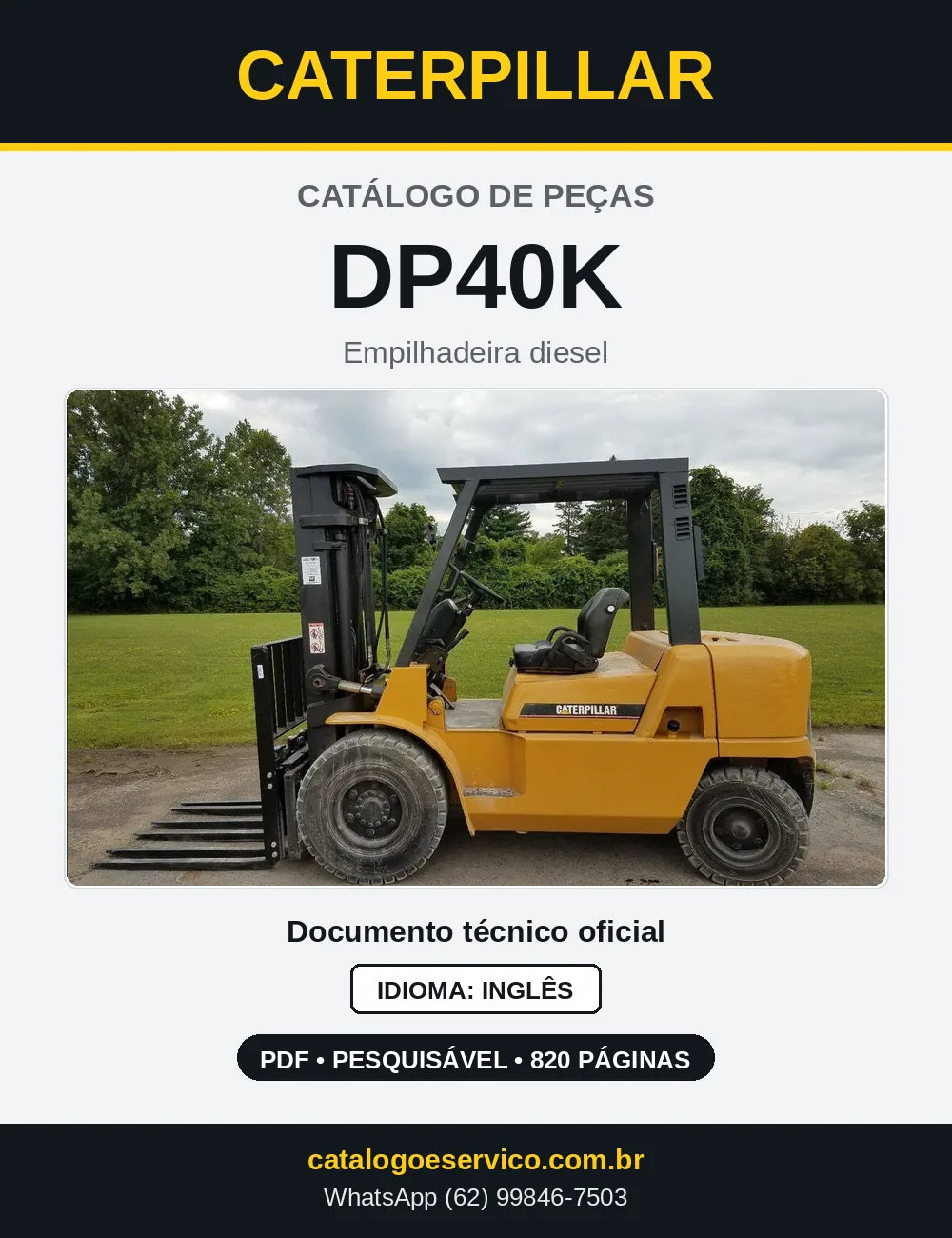 Capa do Catálogo de Peças Caterpillar DP40K em PDF