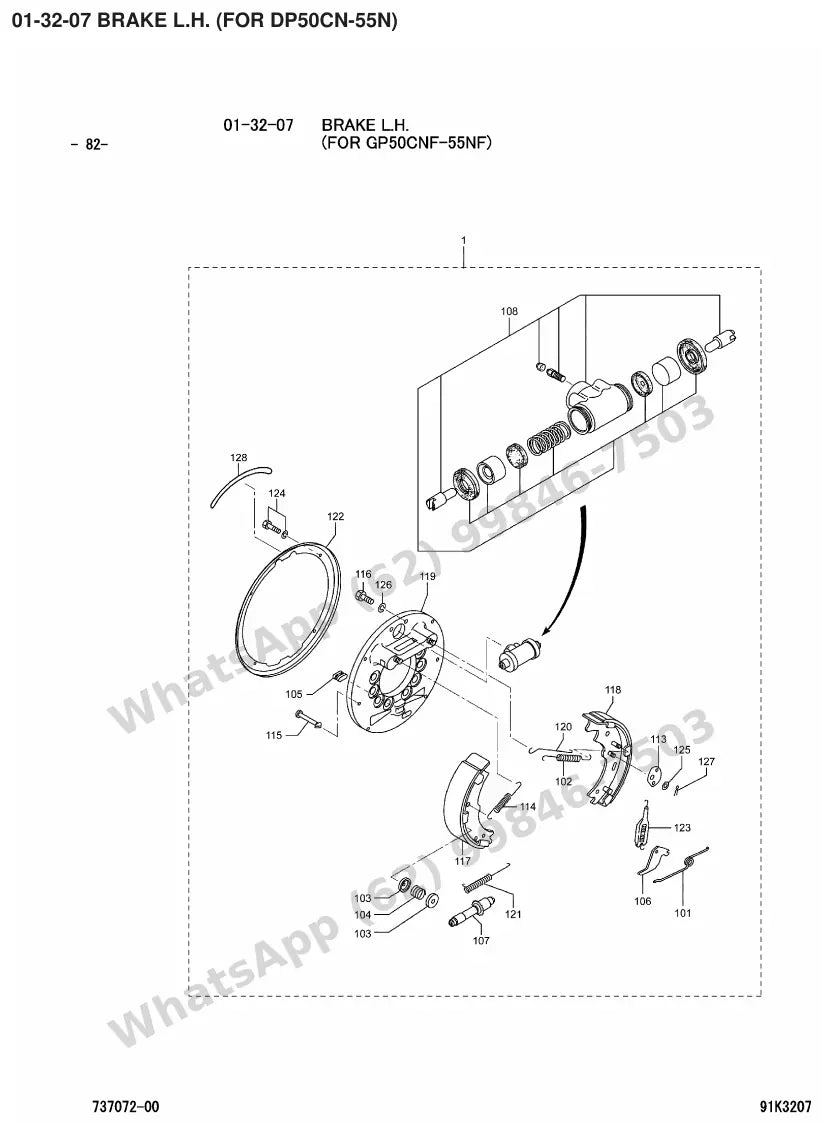 Vista explodida de peças do Catálogo Caterpillar DP40N – exemplo 3