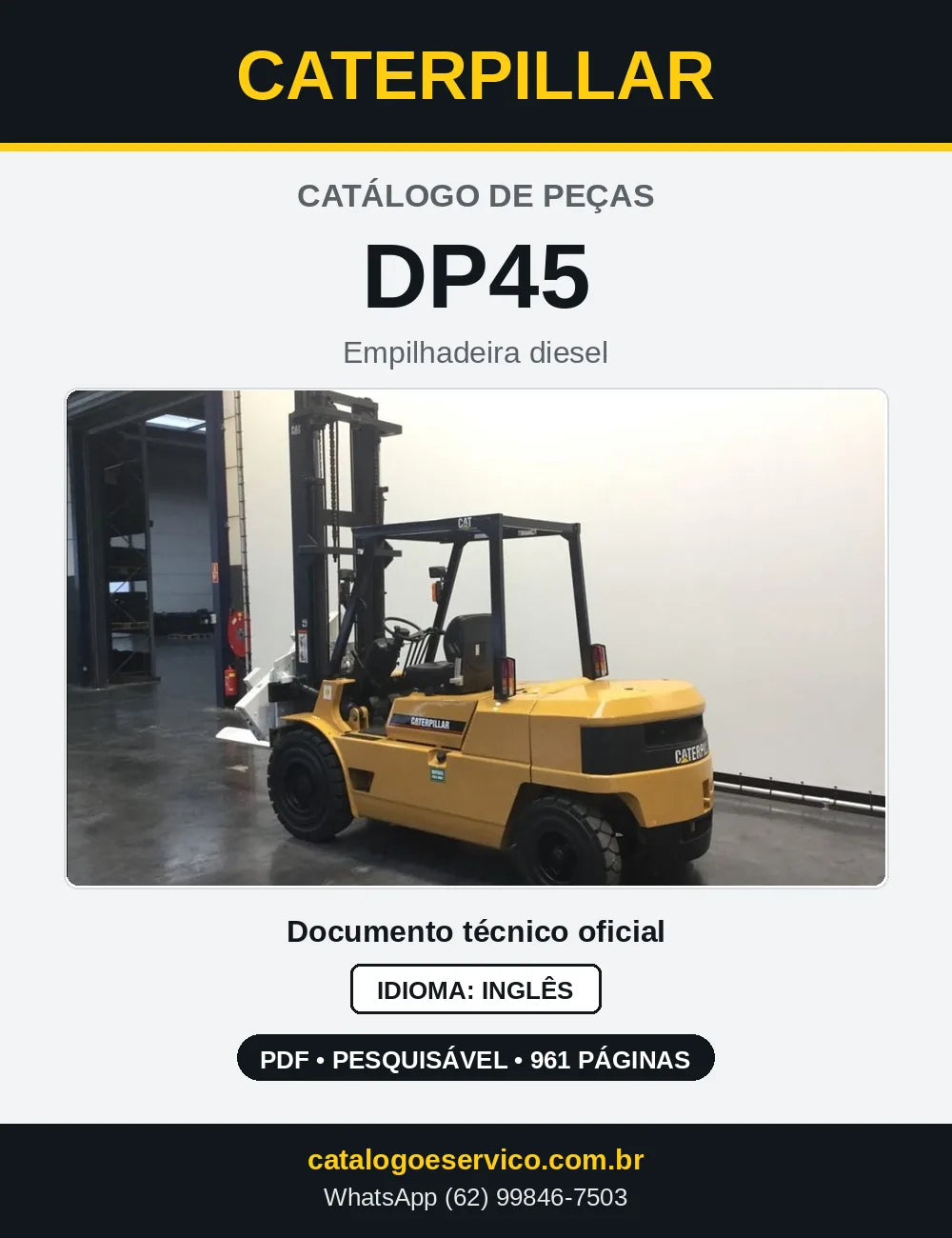 Capa do Catálogo de Peças Caterpillar DP45 em PDF