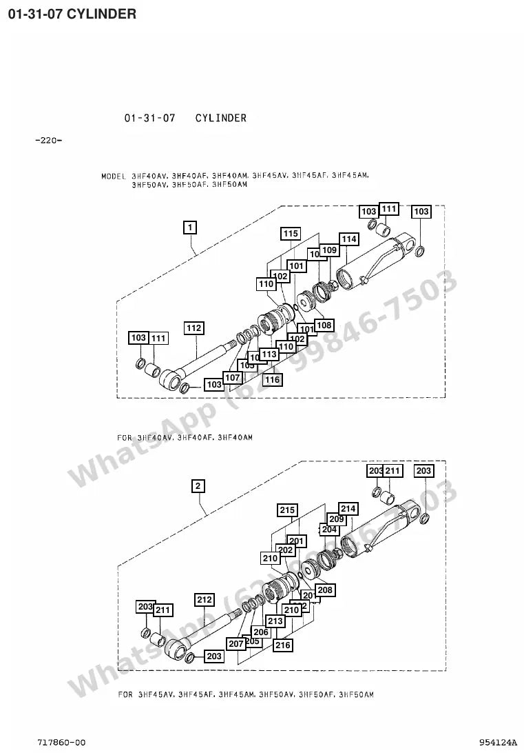 Vista explodida de peças do Catálogo Caterpillar DP50 – exemplo 1