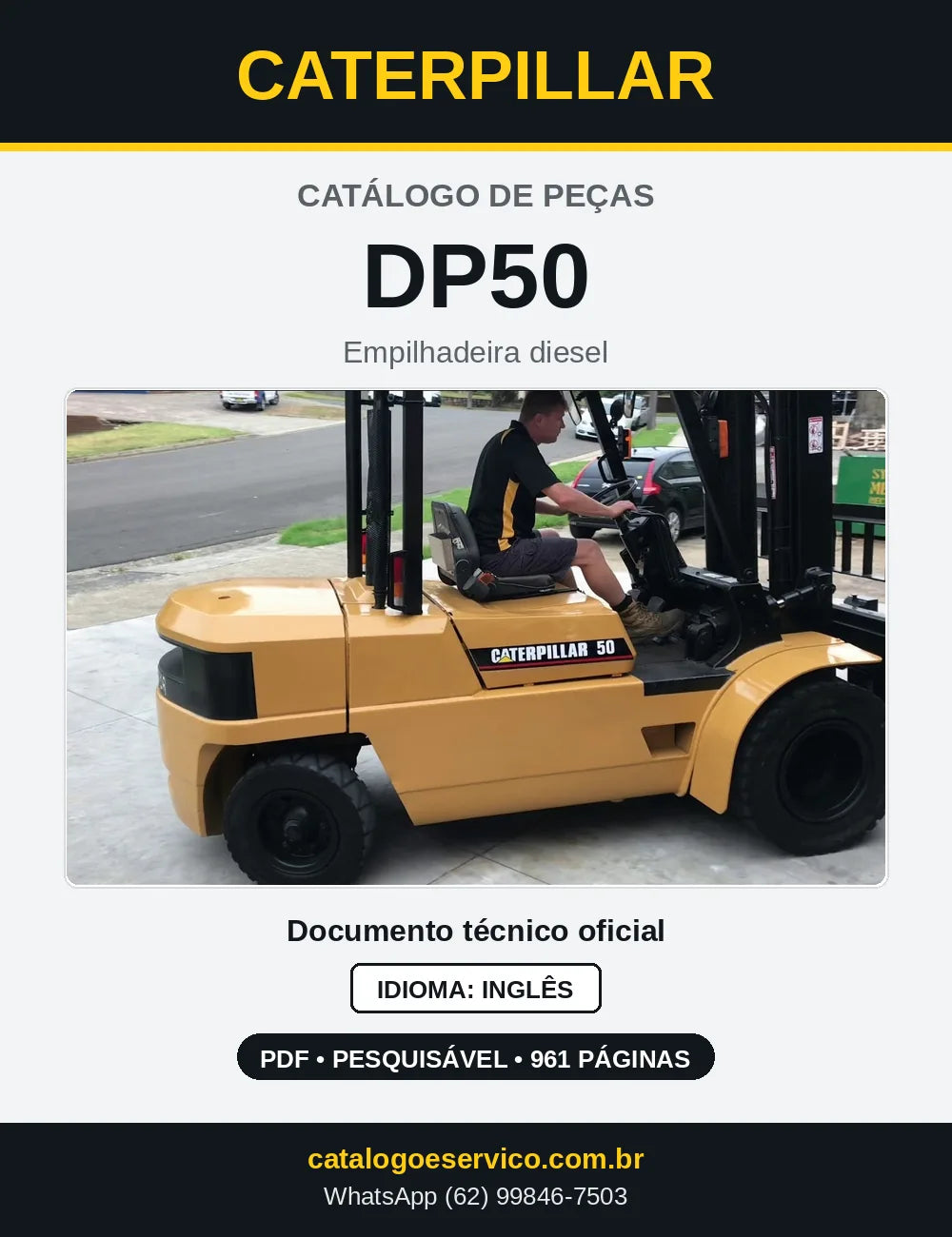 Capa do Catálogo de Peças Caterpillar DP50 em PDF