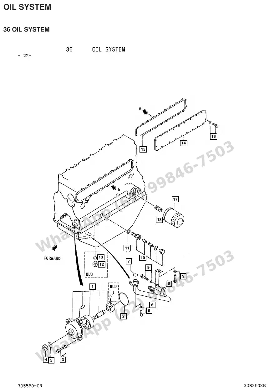Vista explodida de peças do Catálogo Caterpillar DP70 – exemplo 3