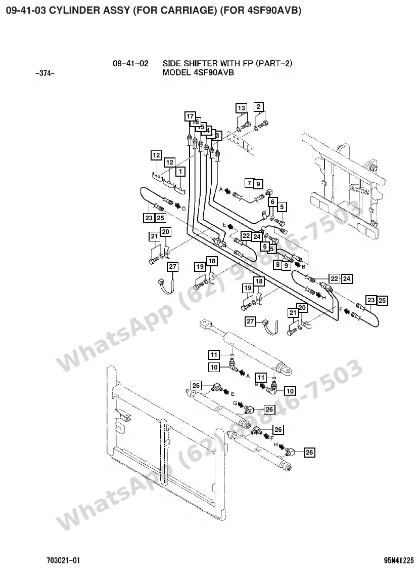 Vista explodida de peças do Catálogo Caterpillar DP80N – exemplo 4