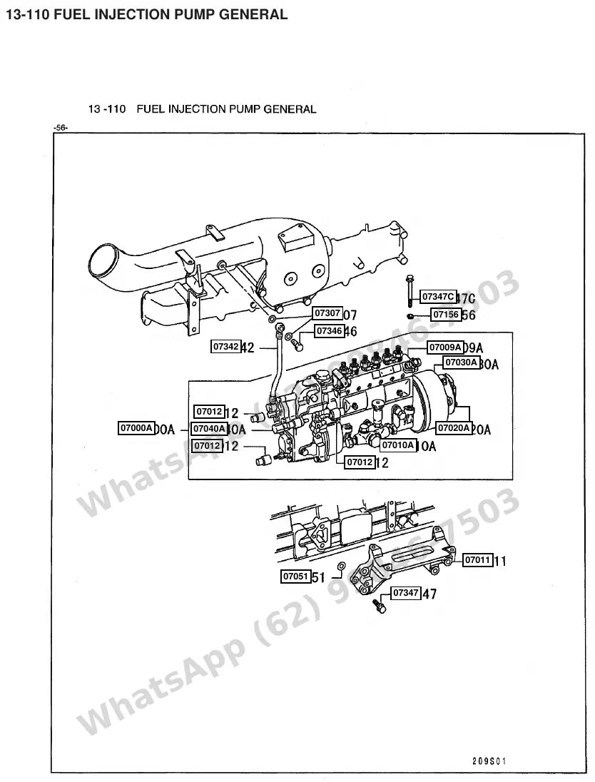 Vista explodida de peças do Catálogo Caterpillar DP90 – exemplo 2