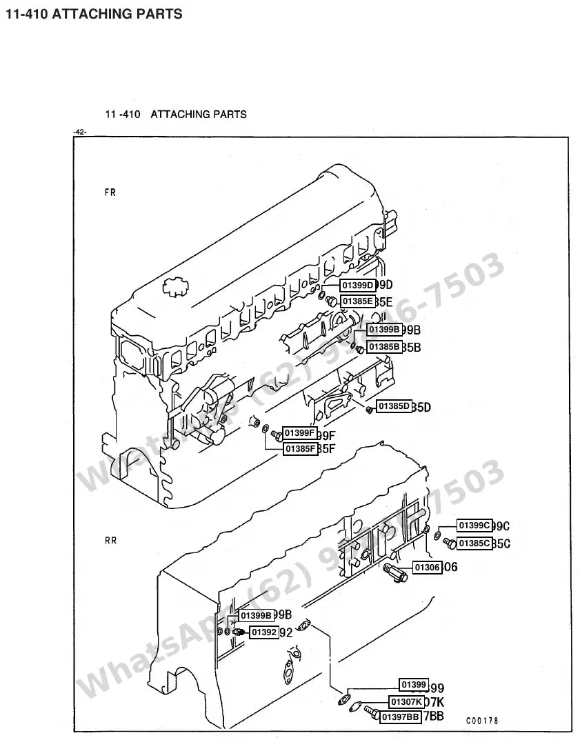 Vista explodida de peças do Catálogo Caterpillar DP90N – exemplo 4