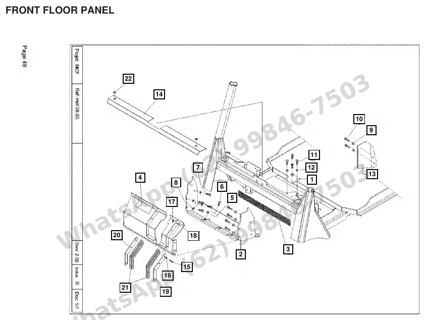 Vista explodida de peças do Catálogo Caterpillar DPL40 – exemplo 3