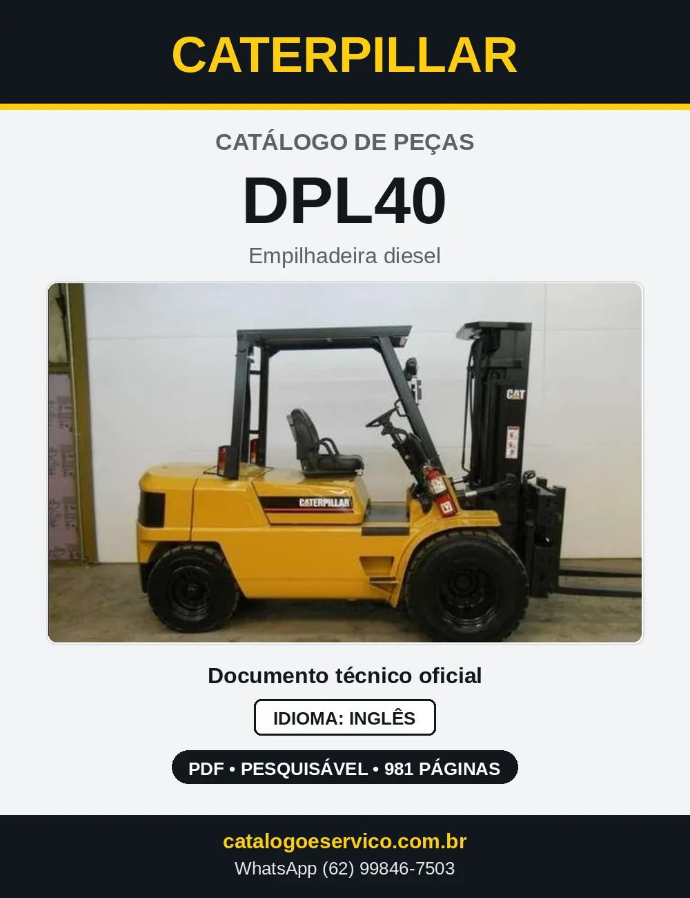 Capa do Catálogo de Peças Caterpillar DPL40 em PDF