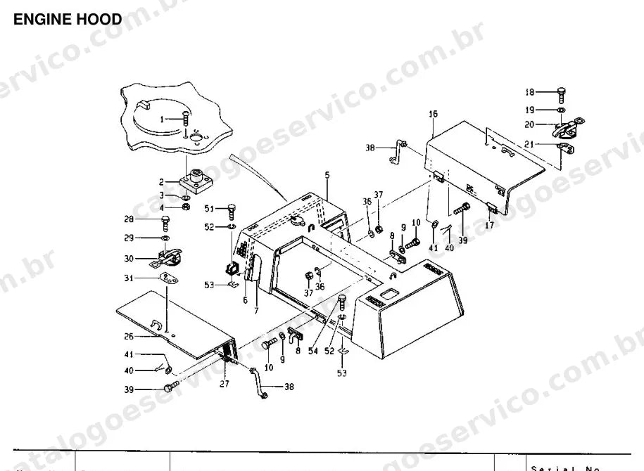 Catálogo de Peças Caterpillar E300B: vista explodida de motor