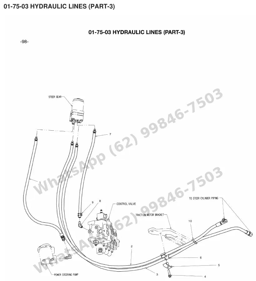 Vista explodida de peças do Catálogo Caterpillar EC25LN – exemplo 2