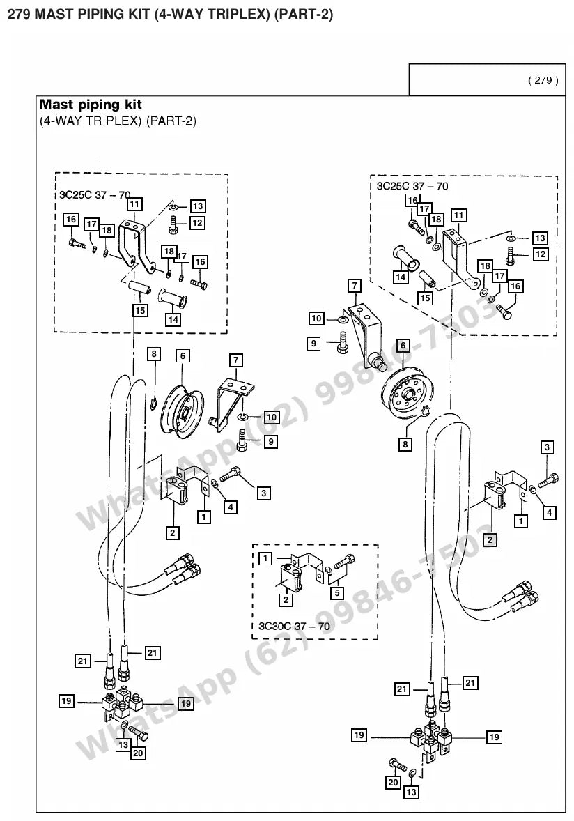 Vista explodida de peças do Catálogo Caterpillar EC30K – exemplo 3