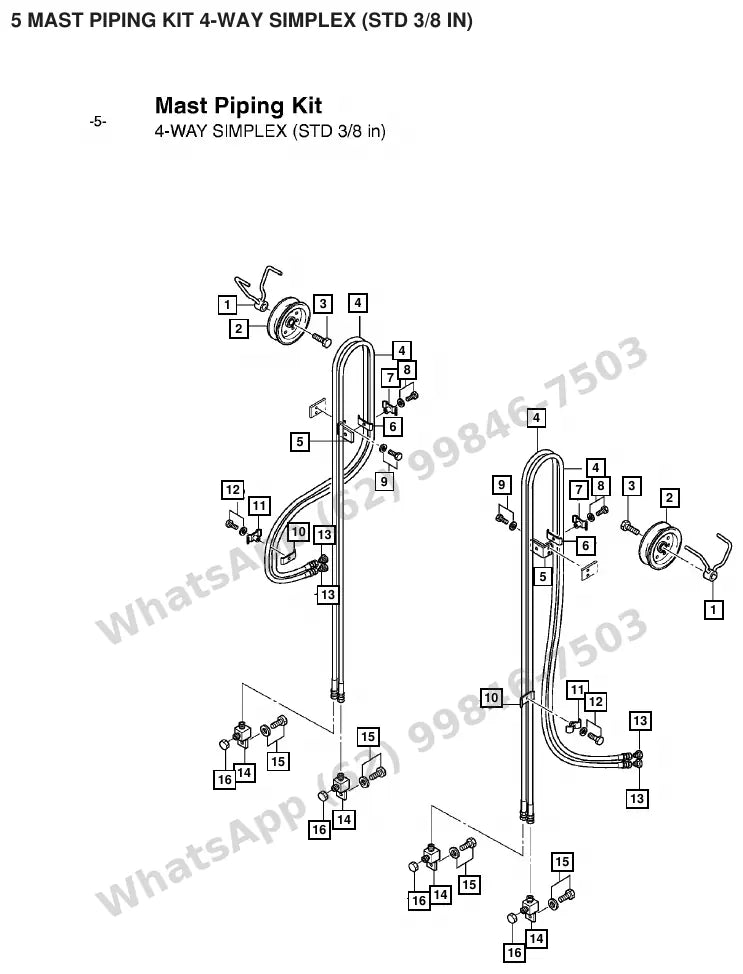 Vista explodida de peças do Catálogo Caterpillar EC45N – exemplo 3