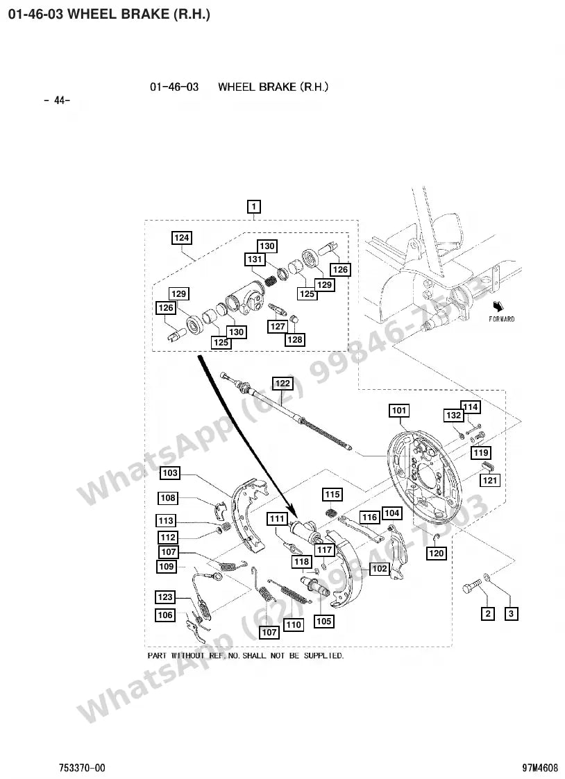 Vista explodida de peças do Catálogo Caterpillar EP15KRT PAC – exemplo 1