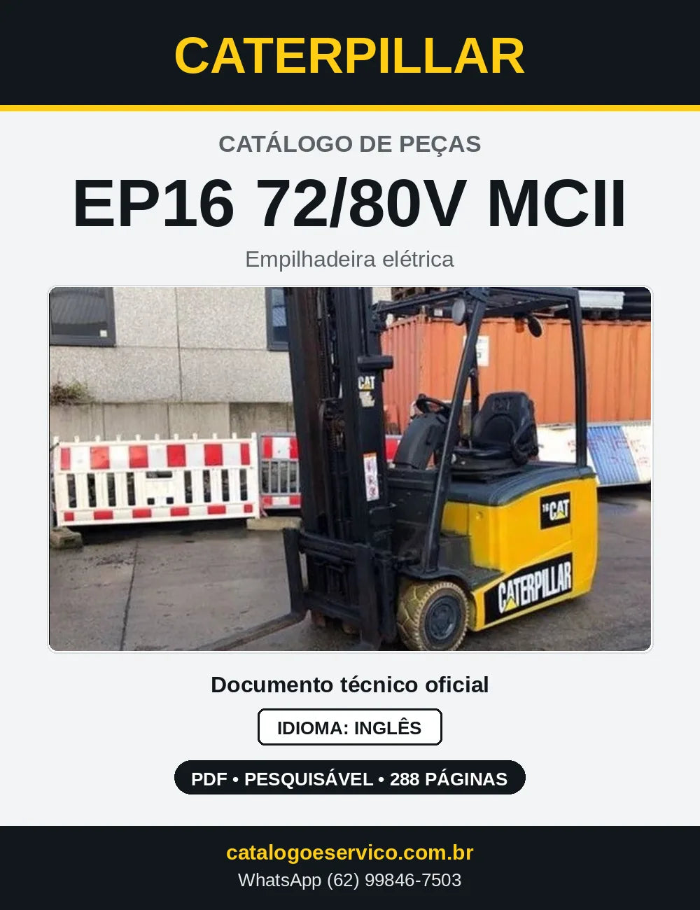 Capa do Catálogo de Peças Caterpillar EP16 72/80V MCII em PDF