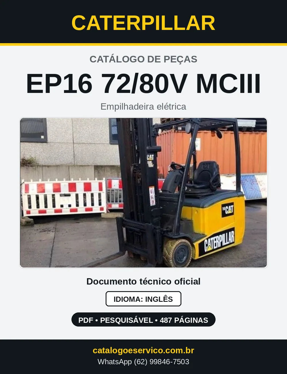 Capa do Catálogo de Peças Caterpillar EP16 72/80V MCIII em PDF